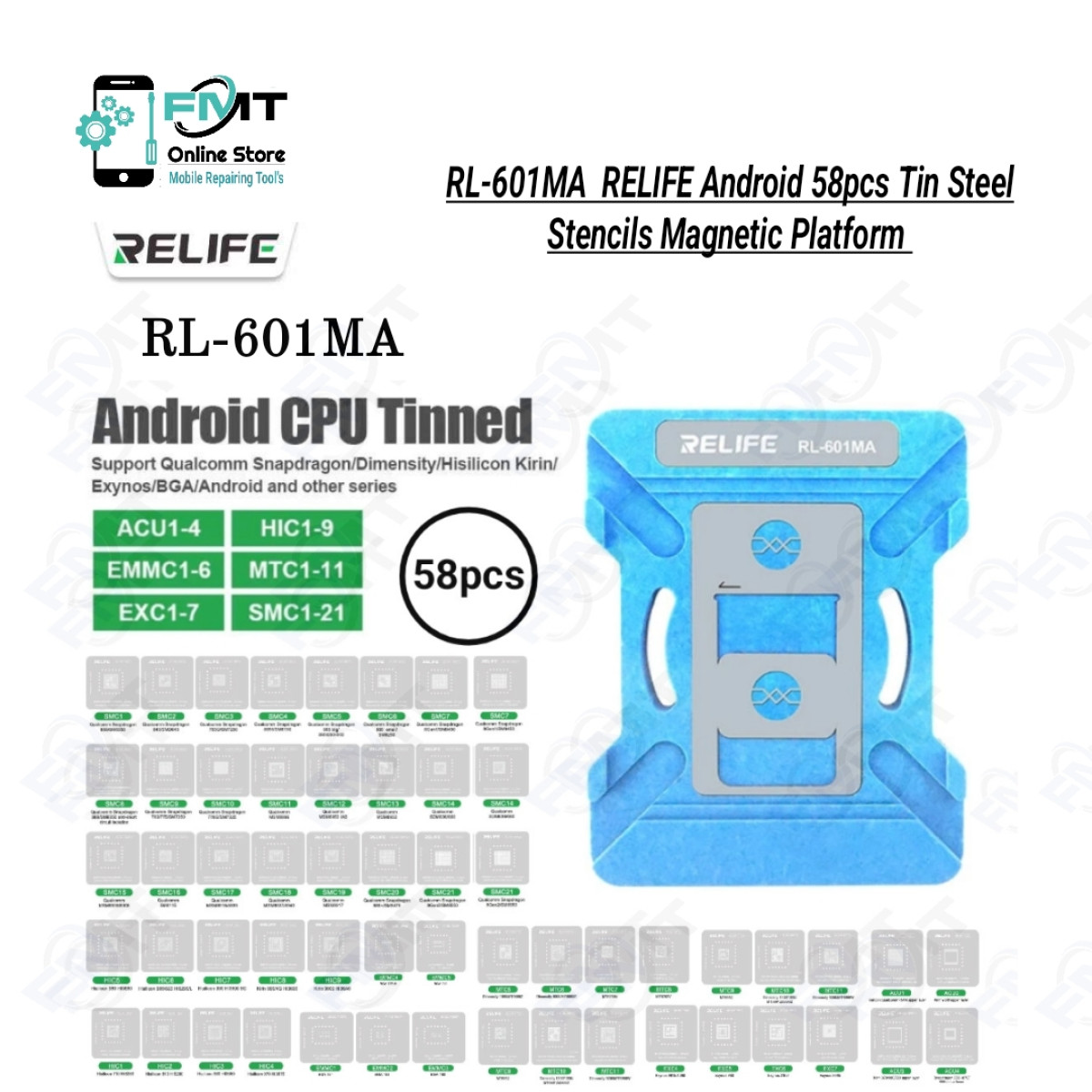RL-601MA RELIFE Android 58pcs CPU Reballing Stencil Platform