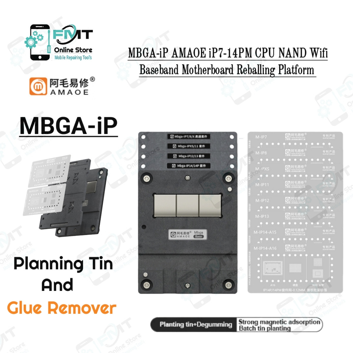 MBGA-iP AMAOE iP7-14PM CPU NAND Wifi Baseband Motherboard Reballing Platform