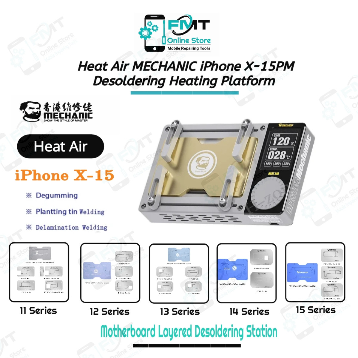 Heat Air MECHANIC iPhone X-15PM Series Motherboard Middle Layyer Desoldering Station