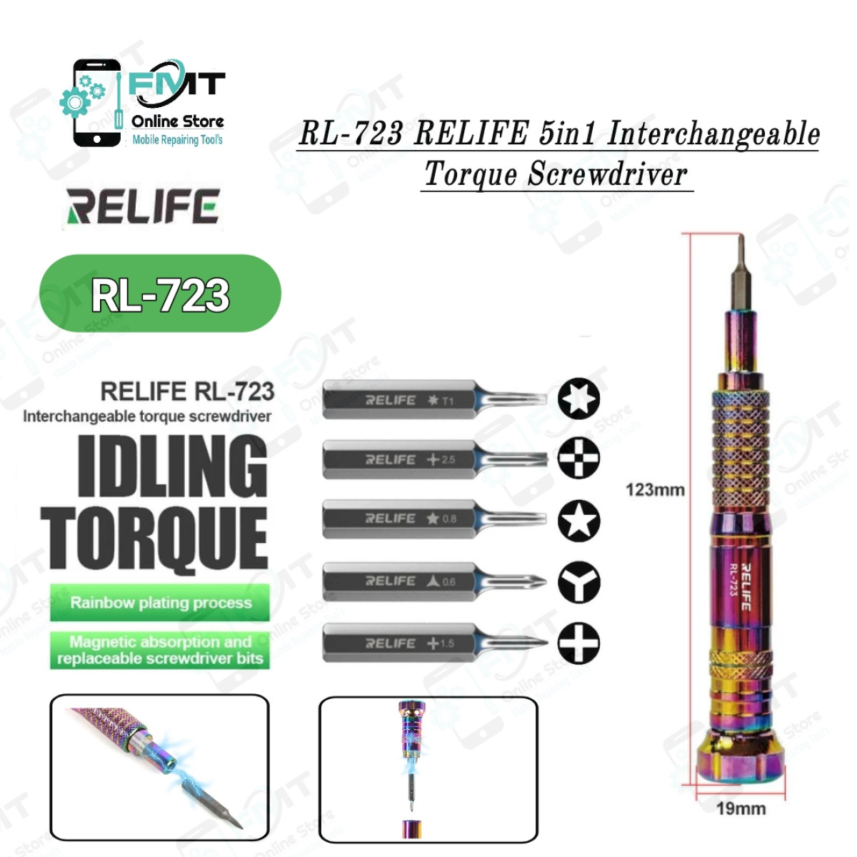 RL-723 RELIFE 5in1 Interchangeable Torque Screwdriver