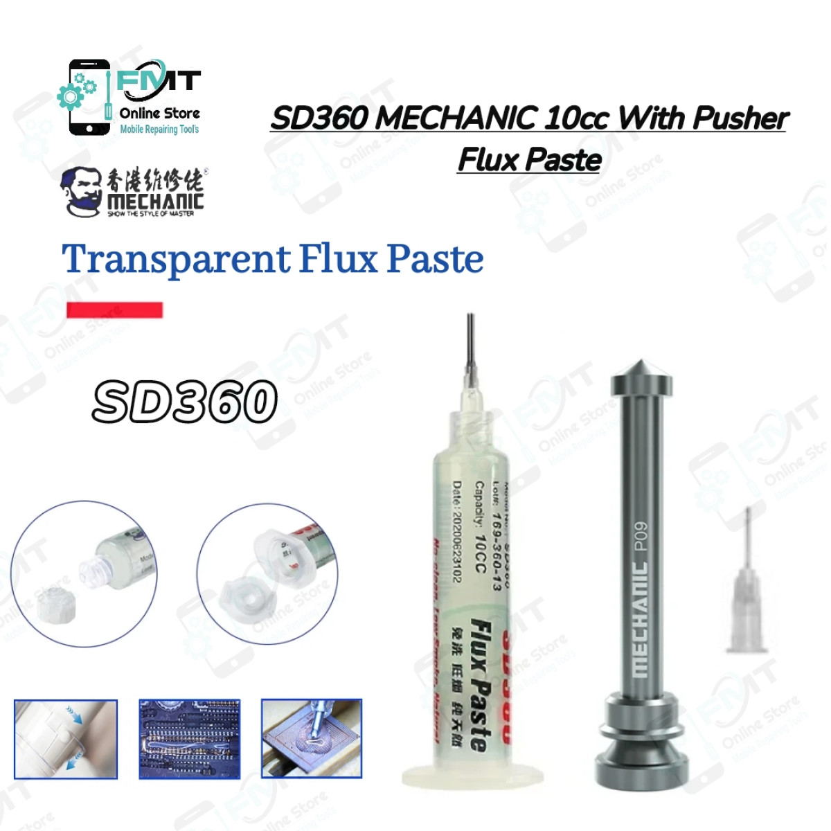 SD360 MECHANIC Transparent Flux Paste With Almunium Pusher