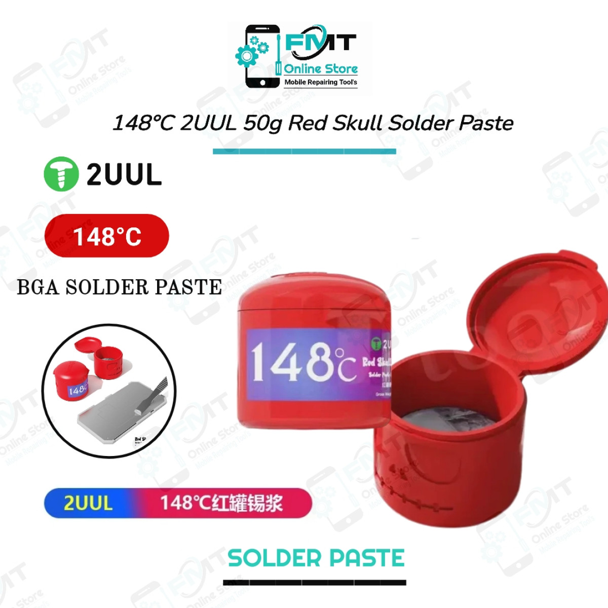 148°C 2UUL 50g Red Skull Solder Paste