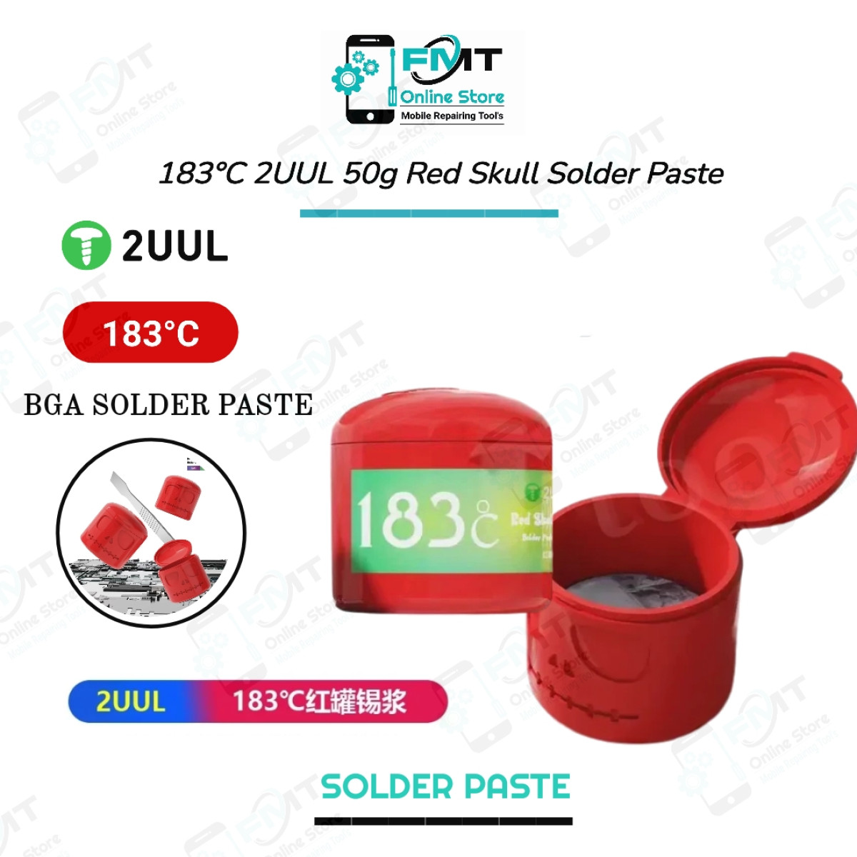 183°C 2UUL 50g Red Skull Solder Paste