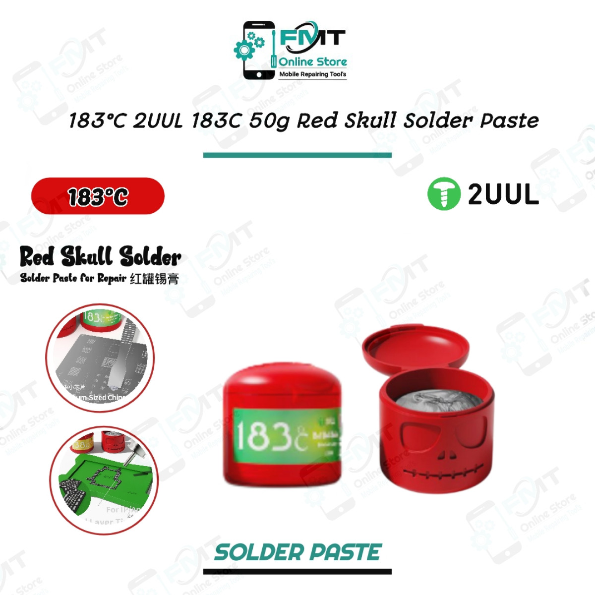 183°C 2UUL 50g Red Skull Solder Paste