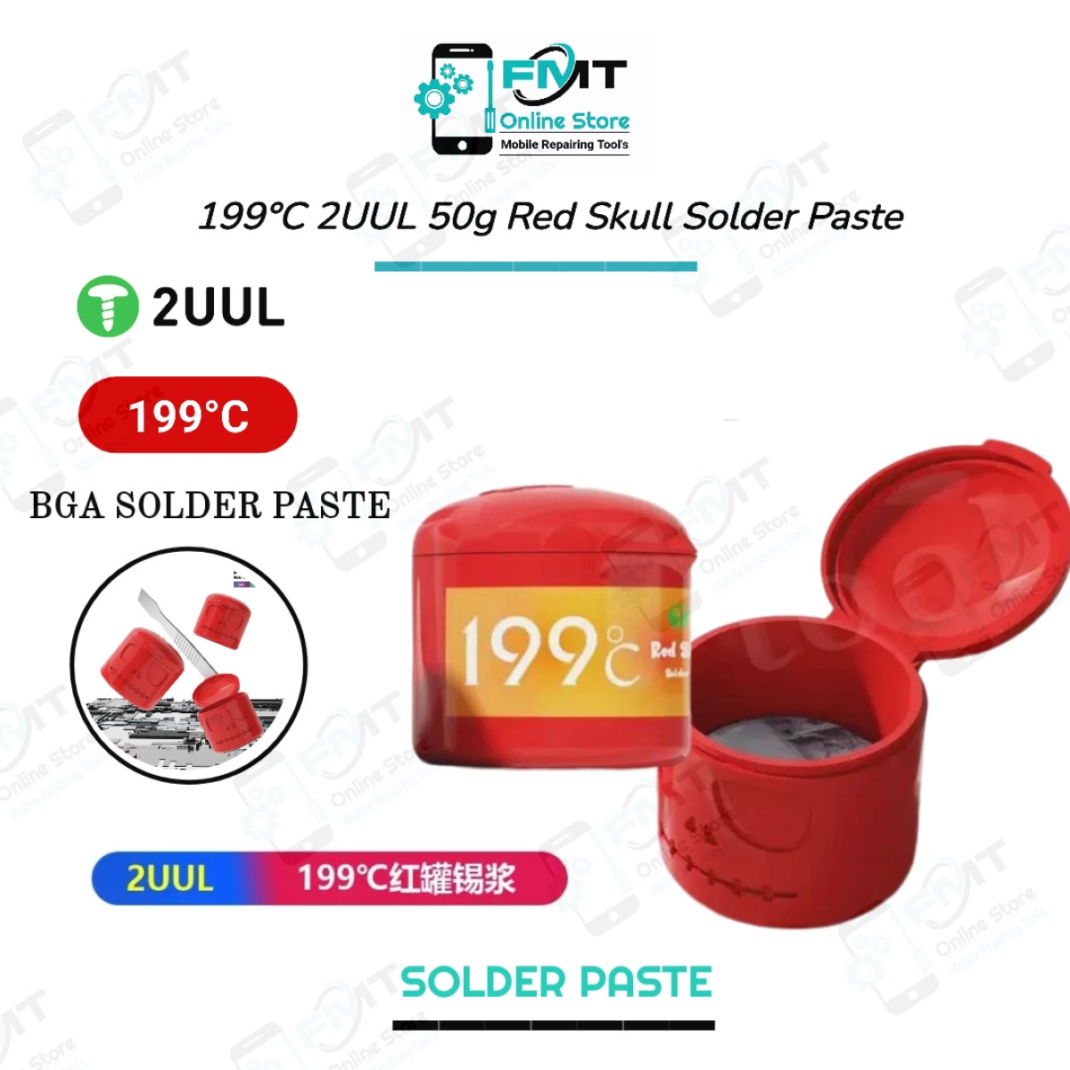 199°C 2UUL 50g Red Skull Solder Paste