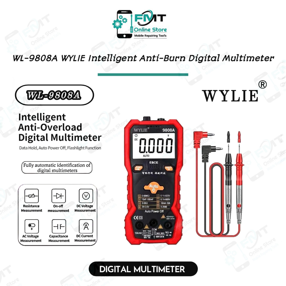 WL-9808A WYLIE Intelligent Anti-Burn Digital Multimeter
