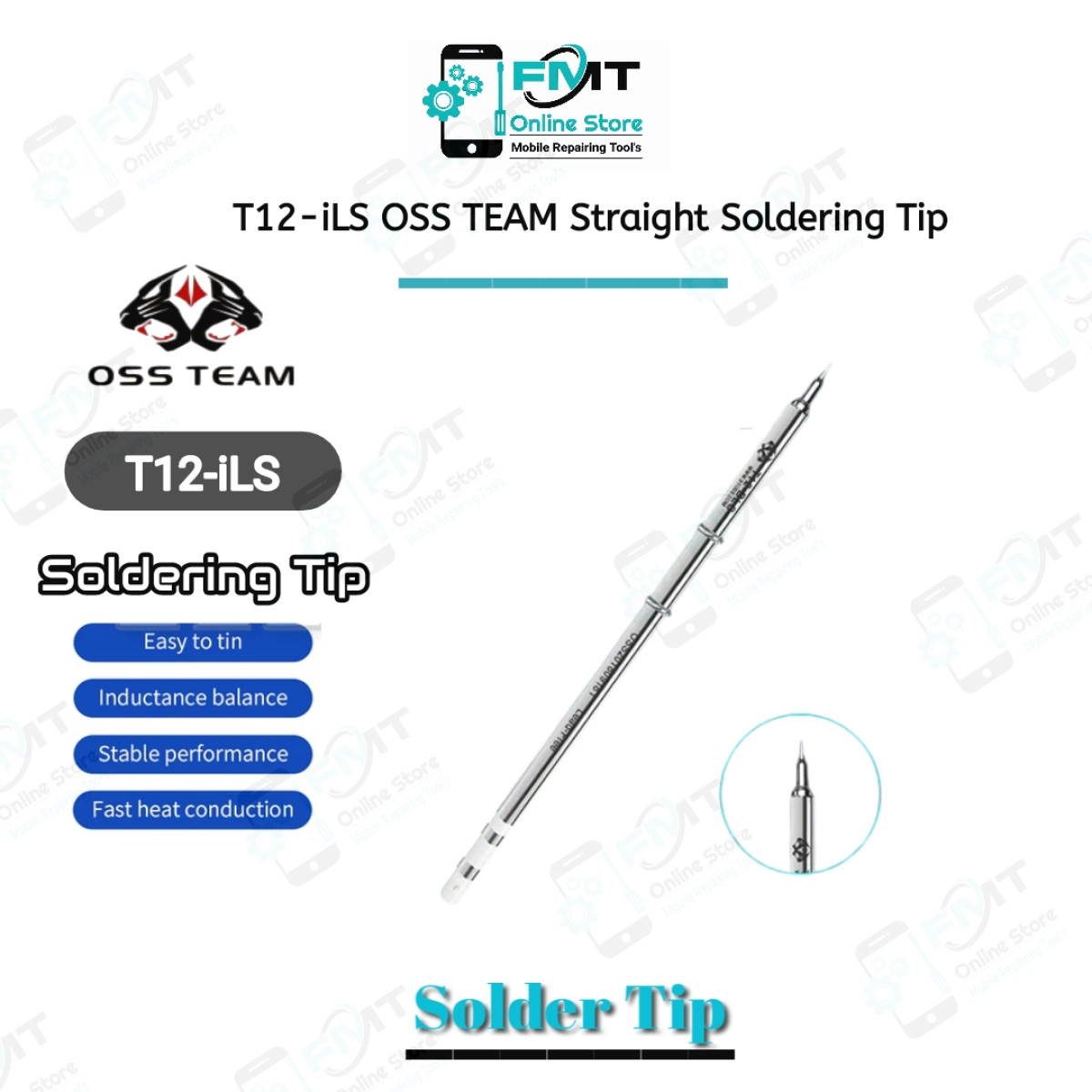 T12-iLS OSS TEAM T12 Series Straight Soldering Tip