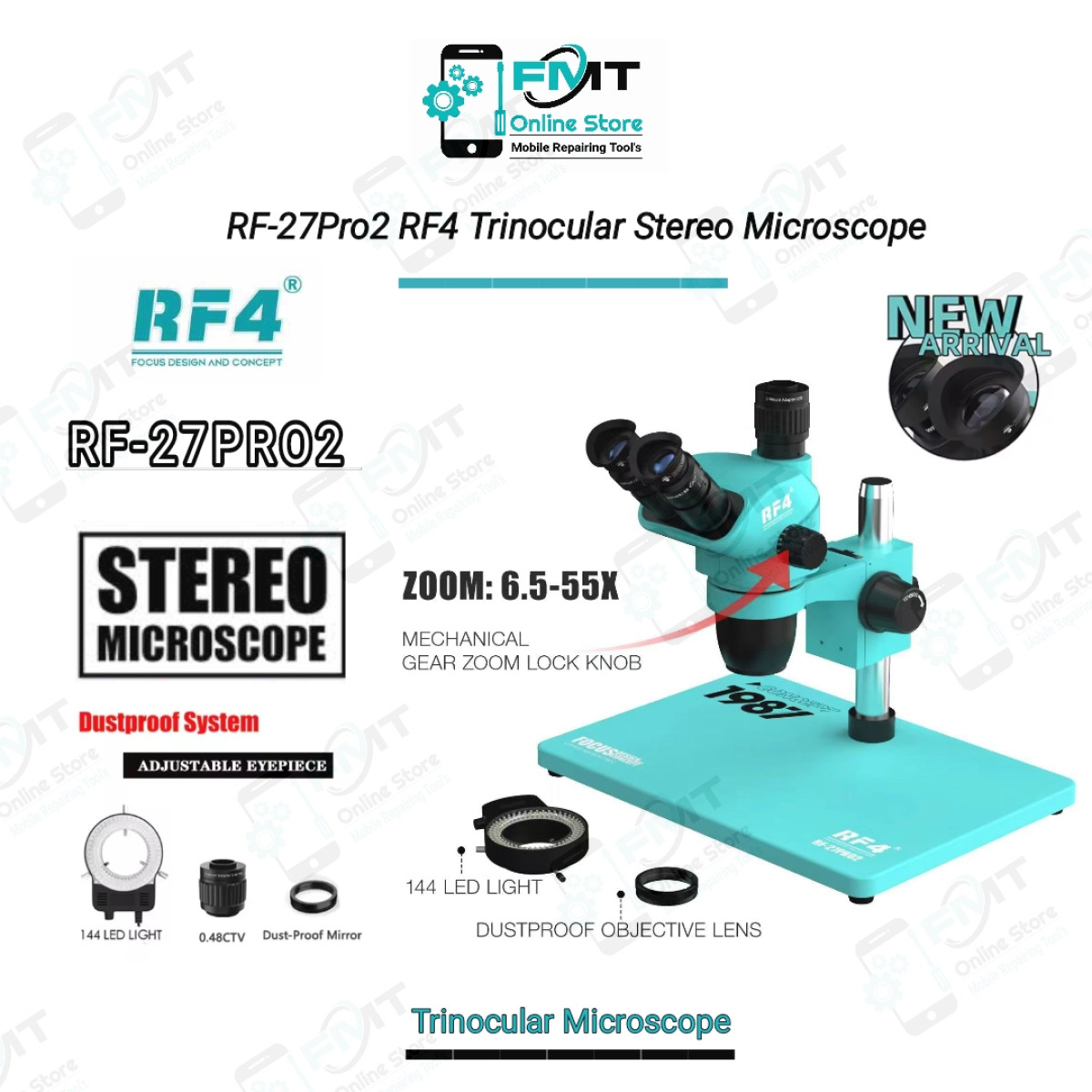 RF-27Pro2 RF4 Trinocular Stereo Microscope