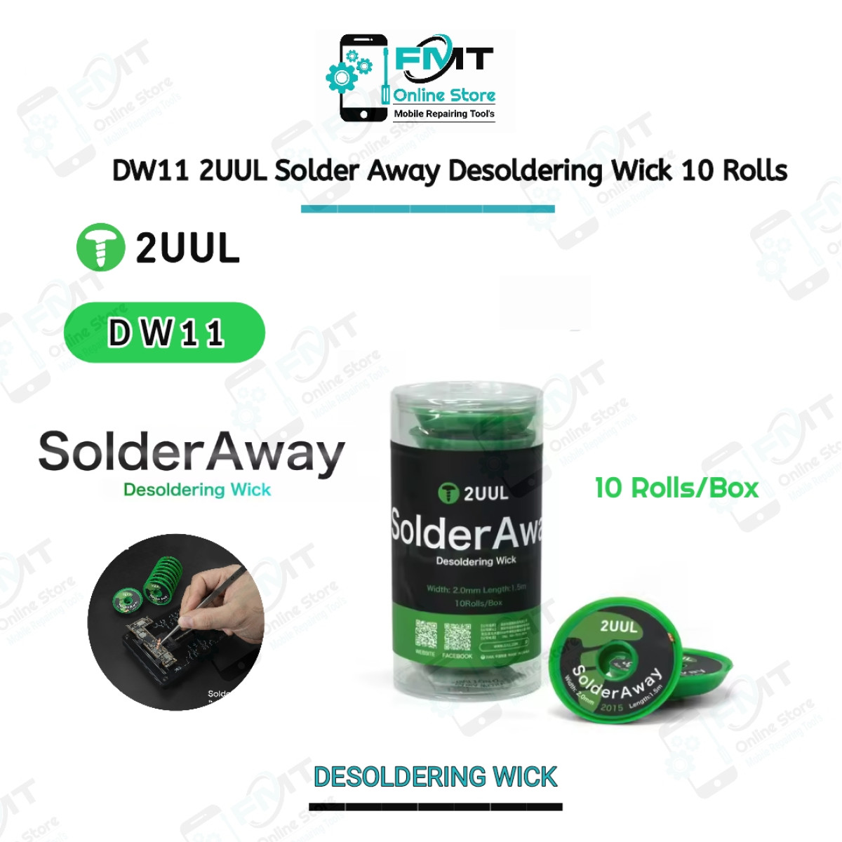 DW11 2UUL Solder Away Desoldering Wick 10 Rolls