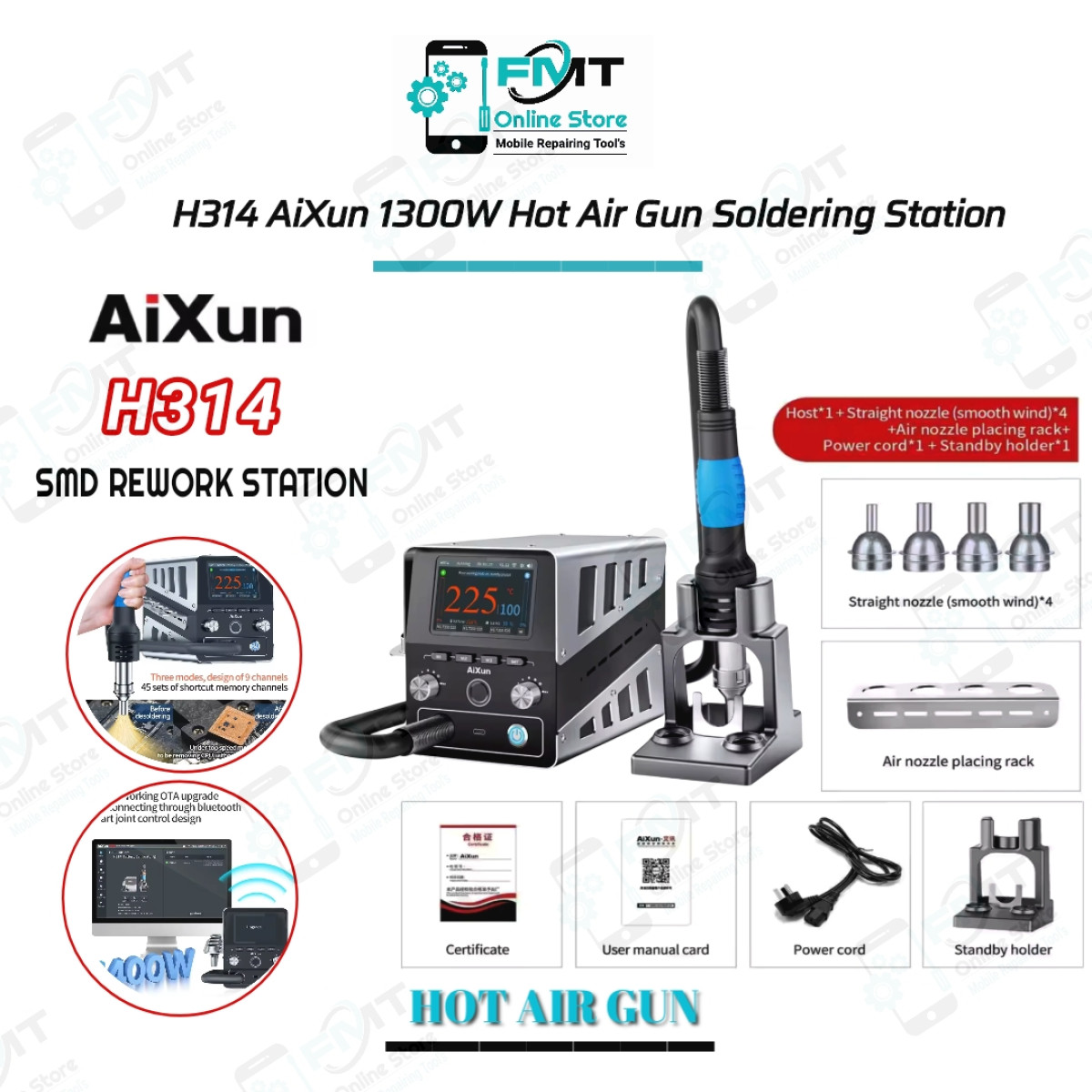 H314 AiXun Intelligent Hot Air Gun Soldering Station