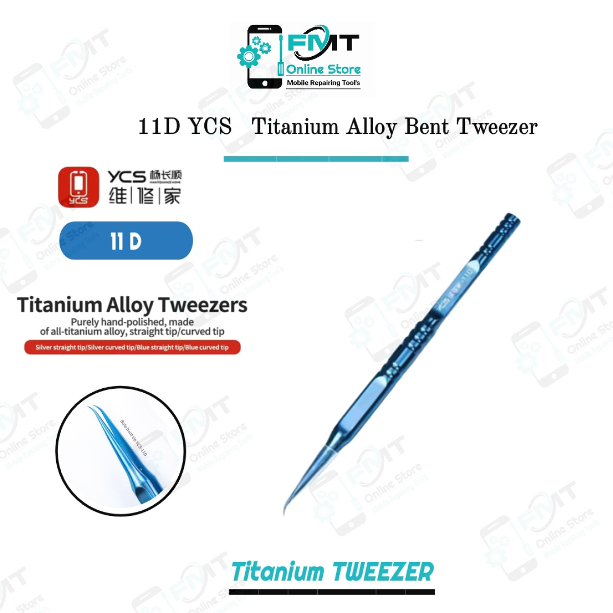 11D YCS Precision Titanium Alloy Bent Tweezers