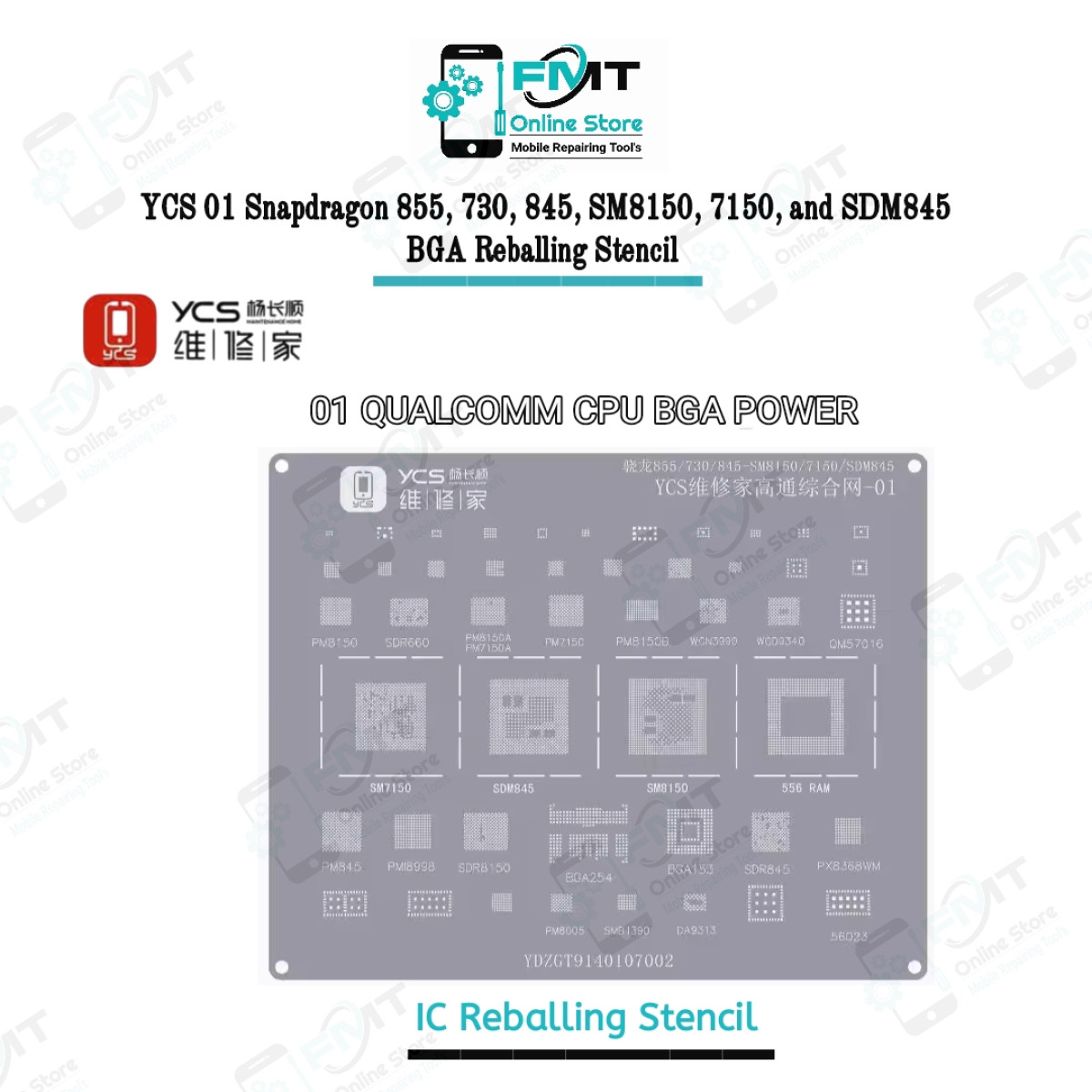 YCS 01 Snapdragon CPU Power ic BGA Reballing Stencil