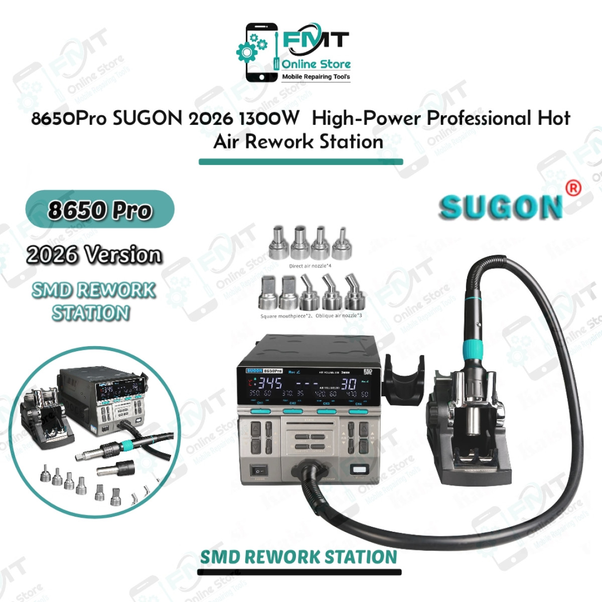 8650Pro SUGON 2026 1300W  High-Power Professional Hot Air Rework Station