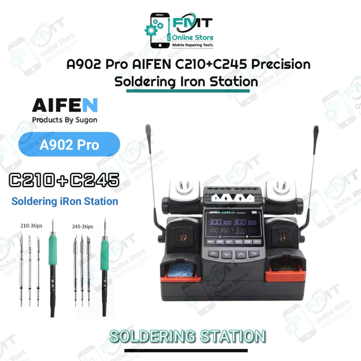 A902 Pro AIFEN C210/C245 Dual Handle With 6Tips Soldering Station