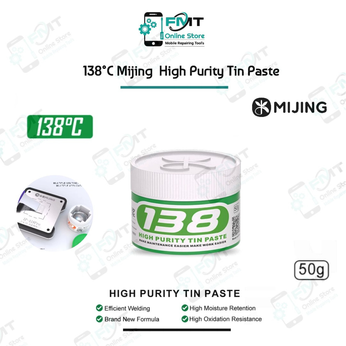 138°C 50g Mijing BGA High Purity Tin Paste