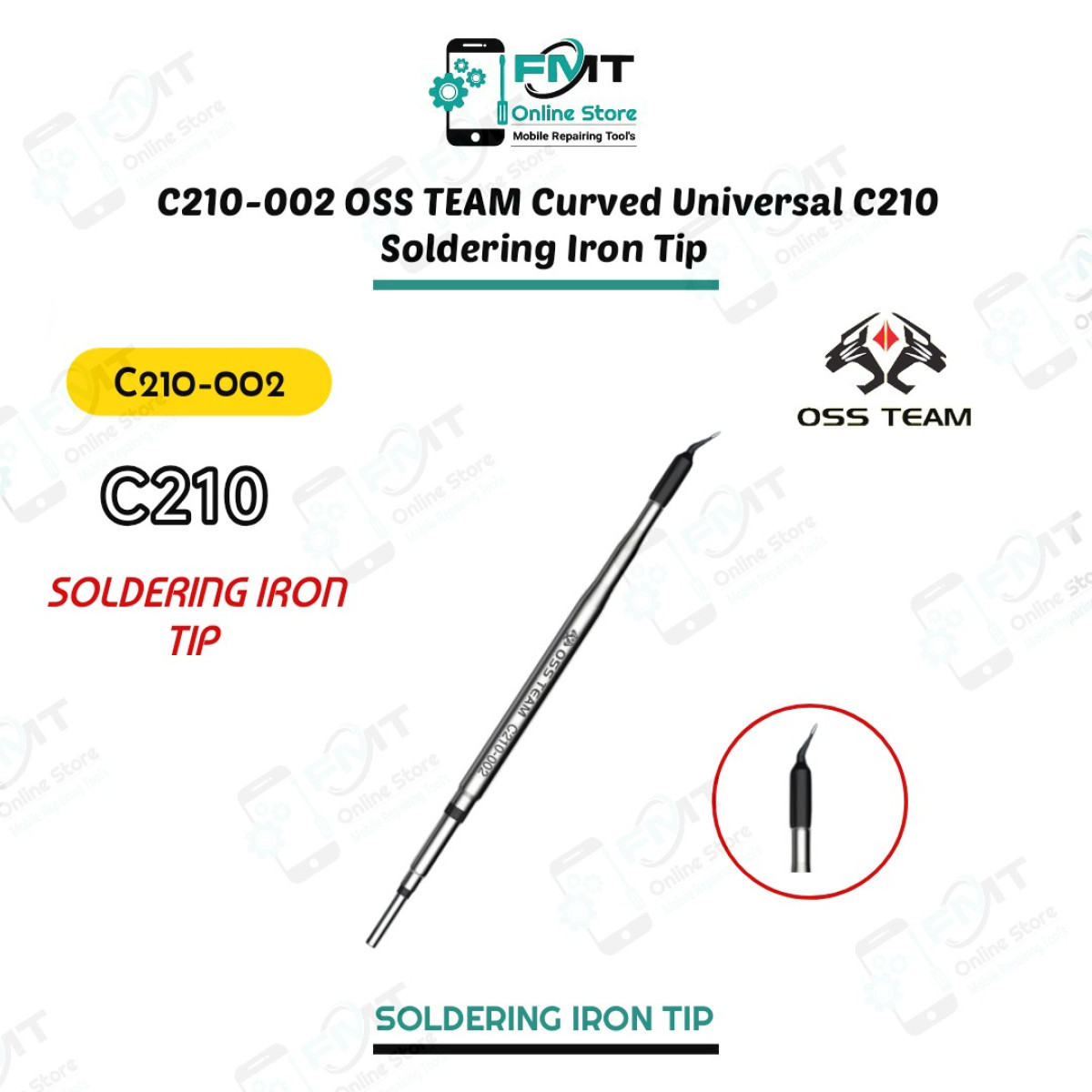C210-002 OSS TEAM Curved Universal C210 Soldering Iron Black Tip