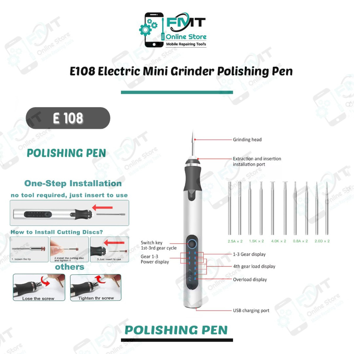 E108 Electric Mini Grinder Polishing Pen