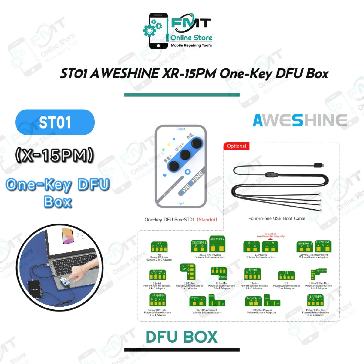 ST01 AWESHINE iPhone XR-15PM One-Key DFU Box