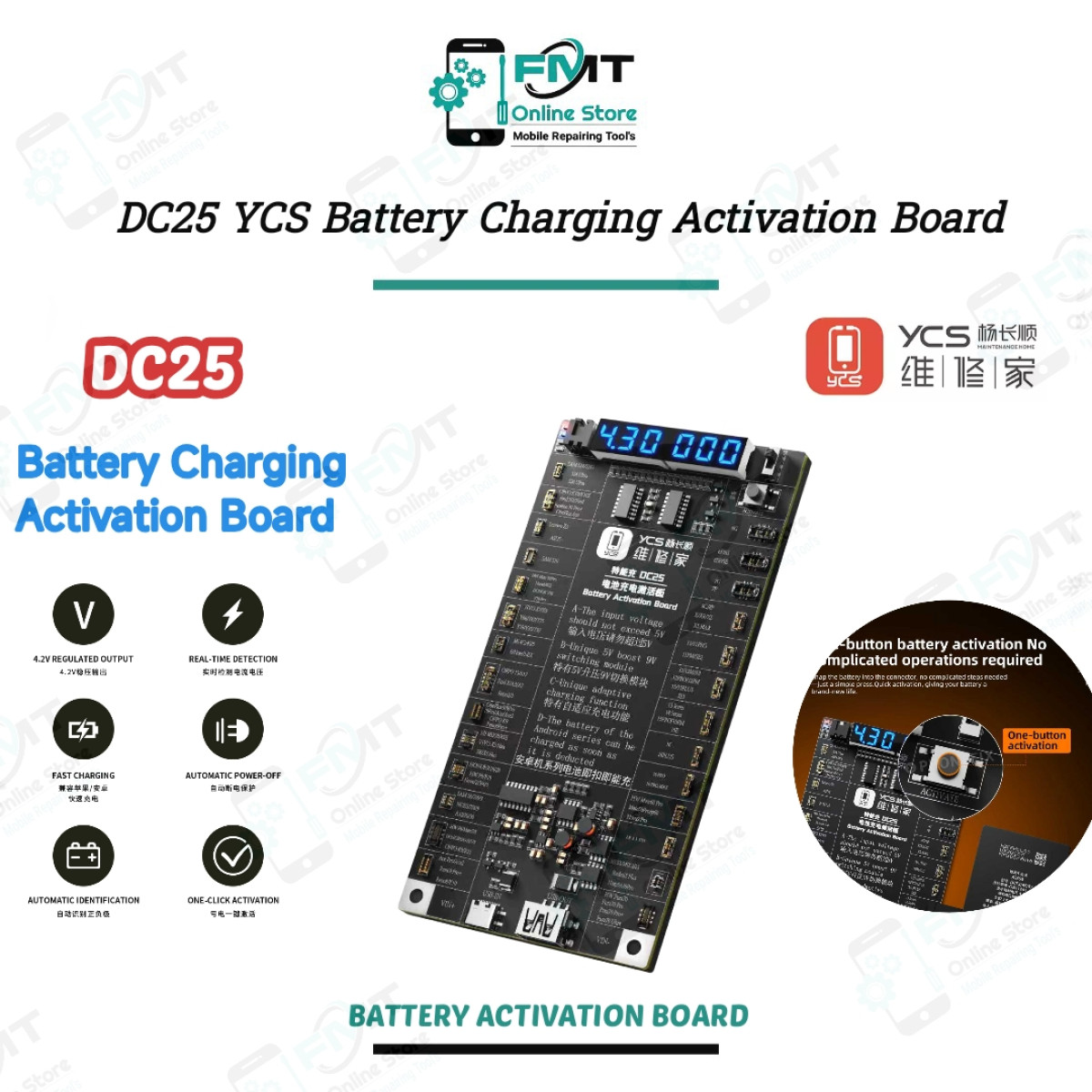 DC25 YCS iPhone& Android Battery Charging Activation Board