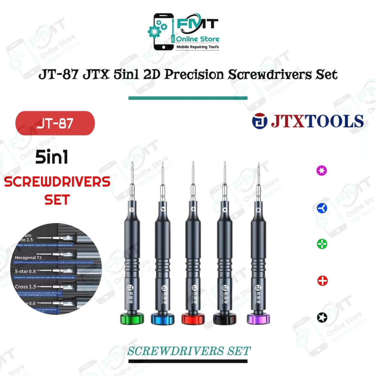 JT-87 JTX 5in1 2D Precision Screwdrivers Set