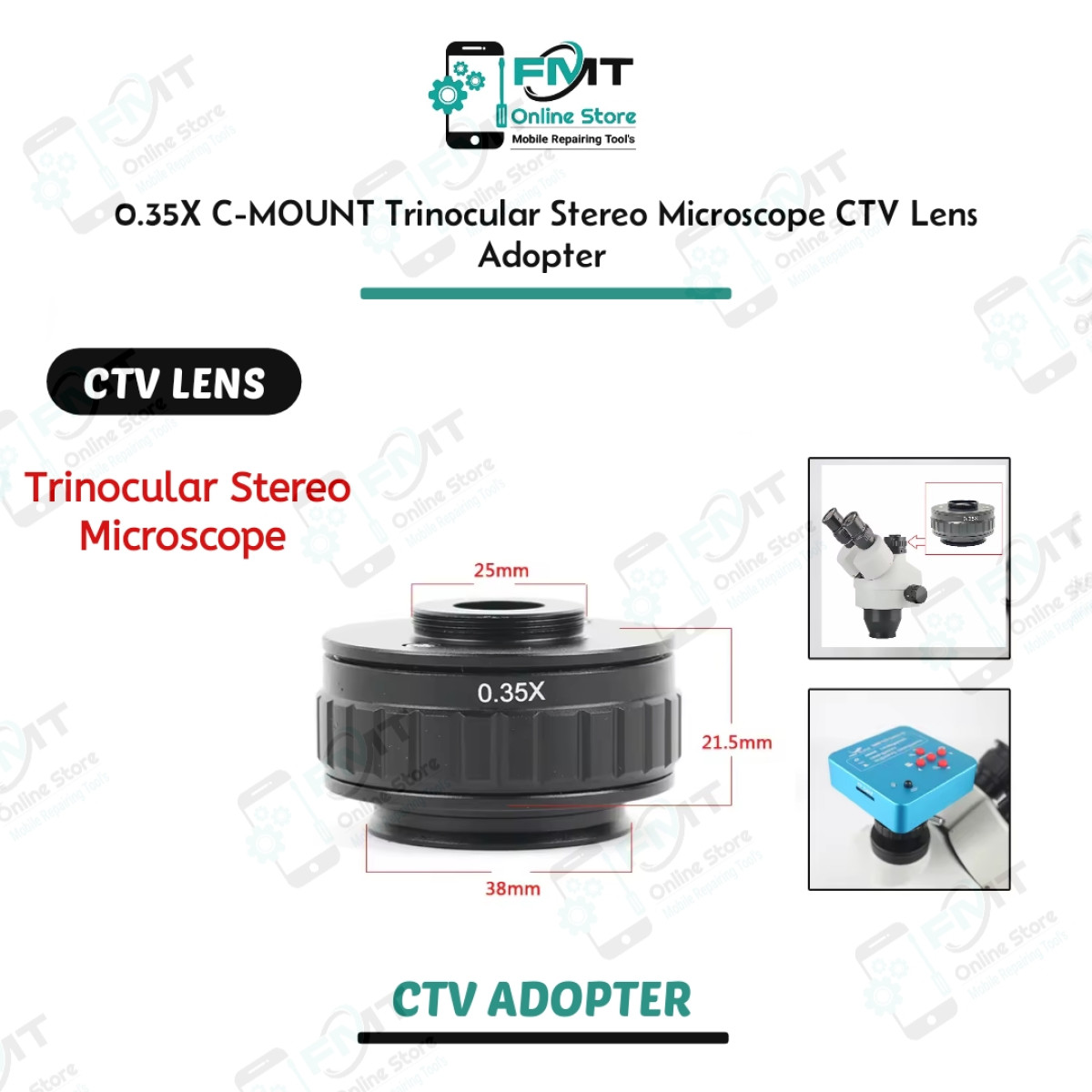 0.35X C-MOUNT Trinocular Stereo Microscope CTV Lens Adopter Use For Microscope Camera