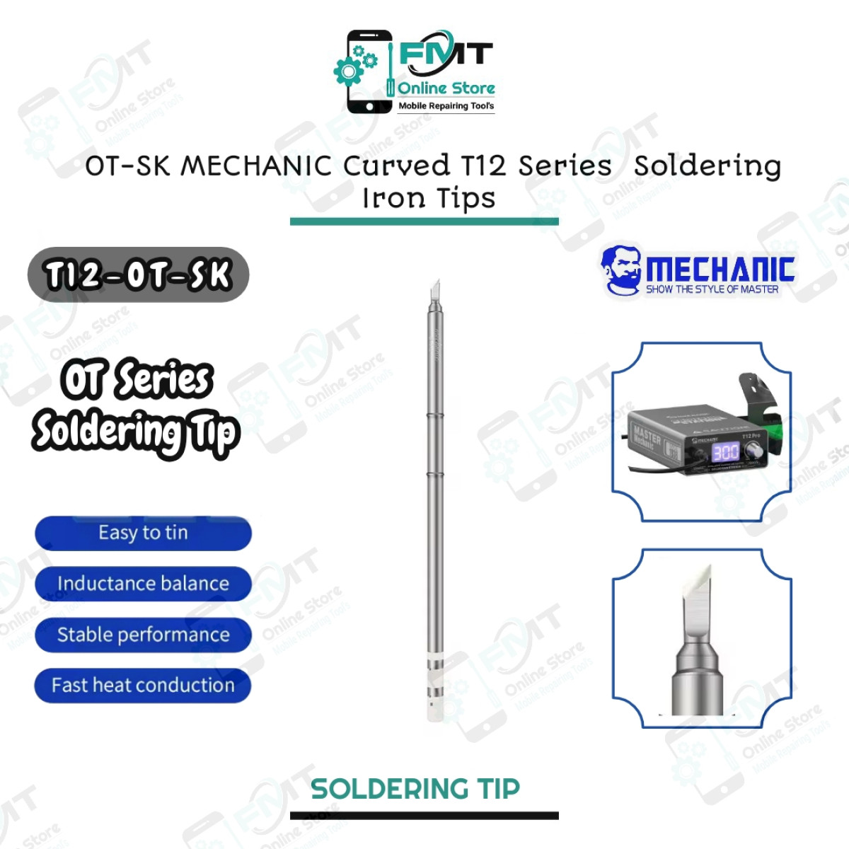 OT-TS MECHANIC Curved T12 Series Soldering Iron Tips