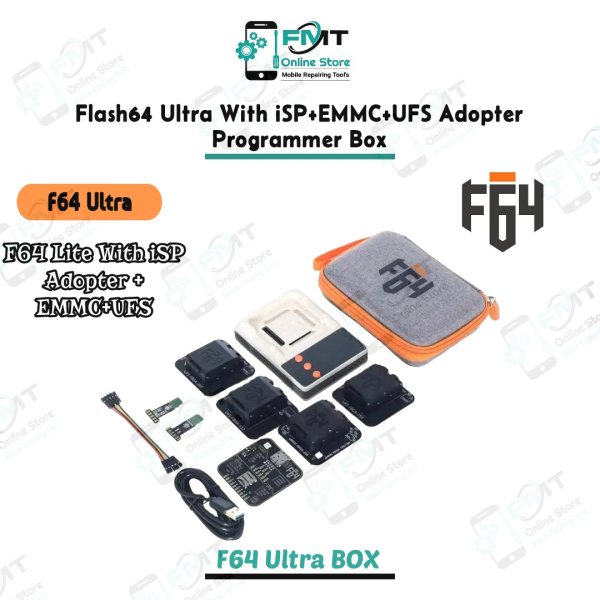 Flash64 Lite With iSP+EMMC +UFS Adopter Programmer box