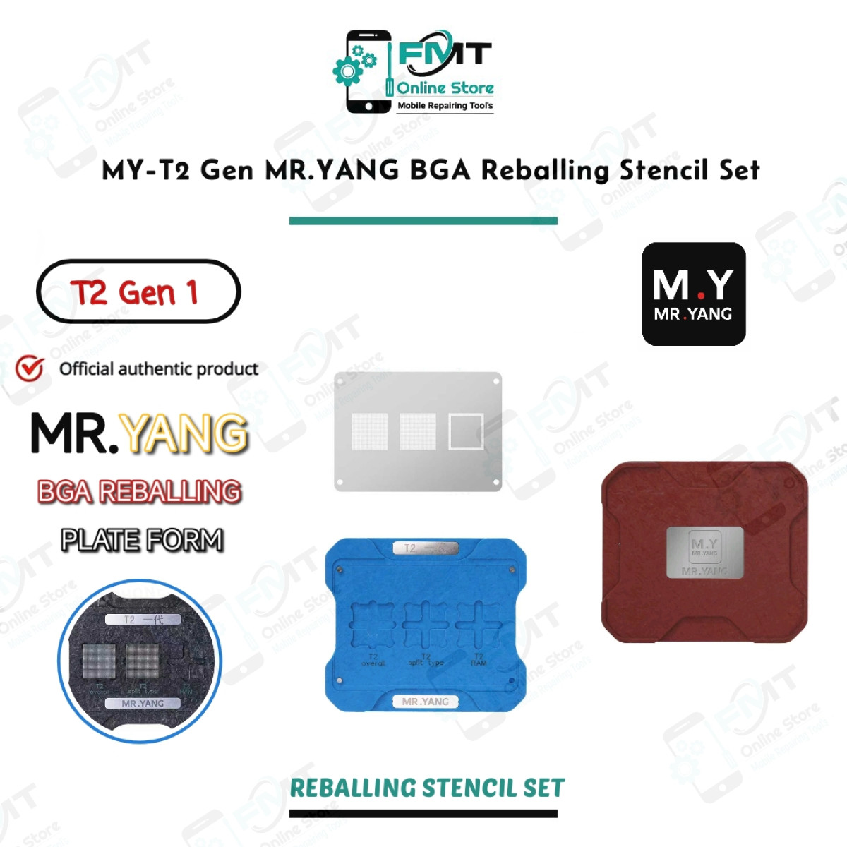 MY-T2 Gen 1 MR.YANG BGA Reballing Stencil Platform Set