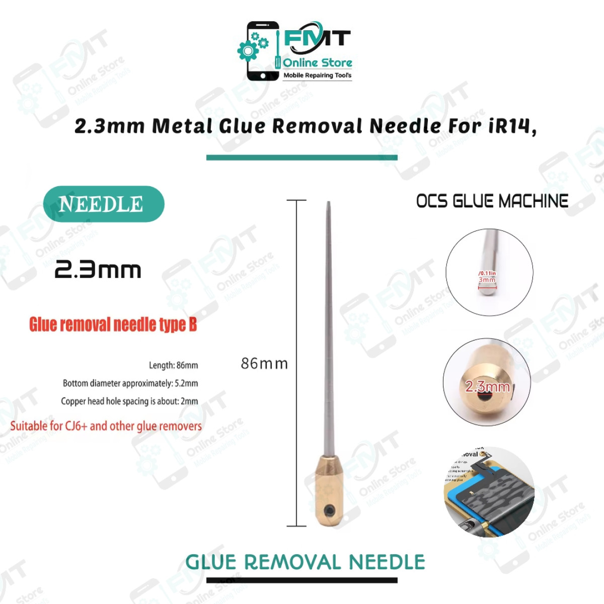 2.3mm Metal Glue Removal Thick  Needle, For Glue Remover iR14,