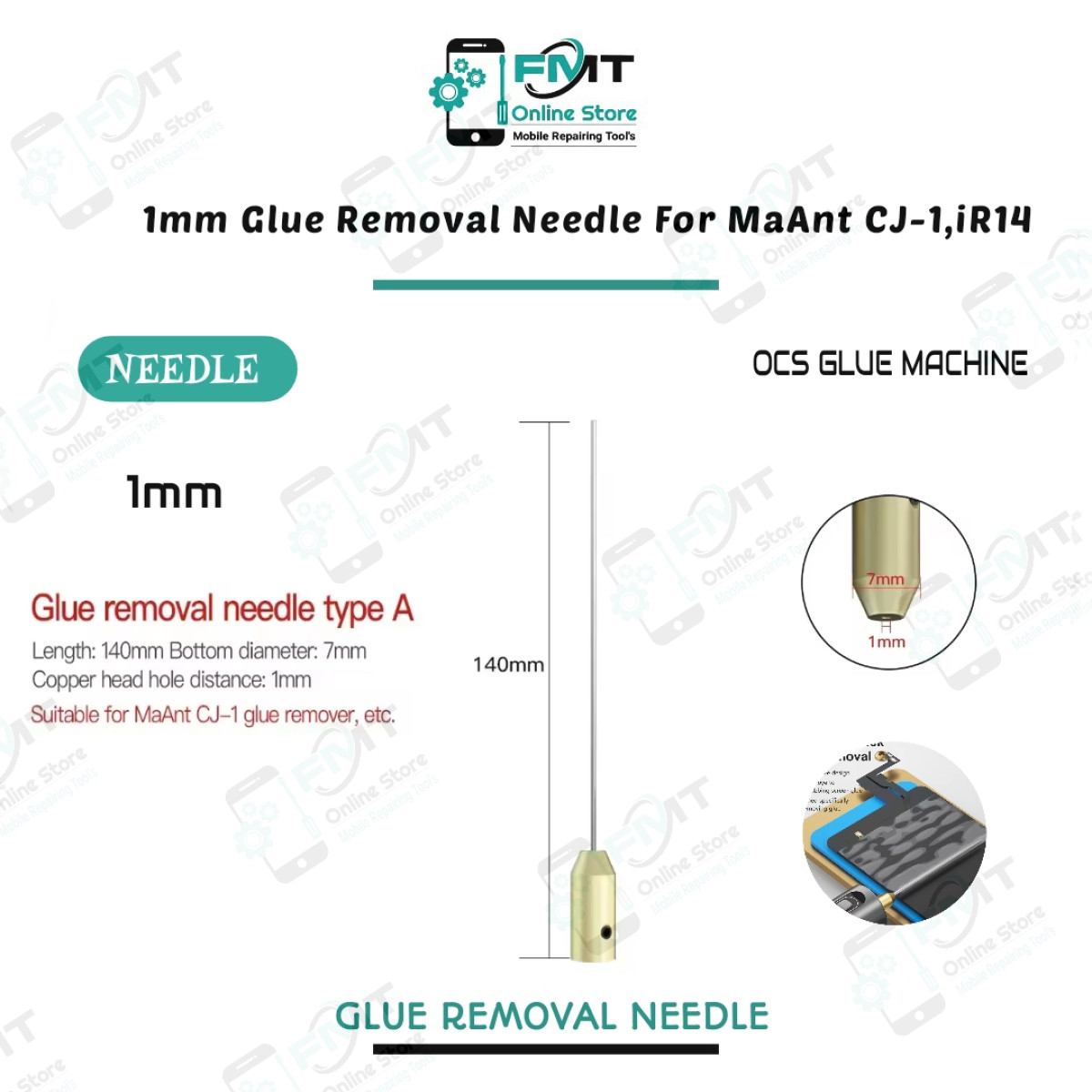 1mm Metal Glue Removal Thick  Needle, For Glue Remover iR14,CJ6
