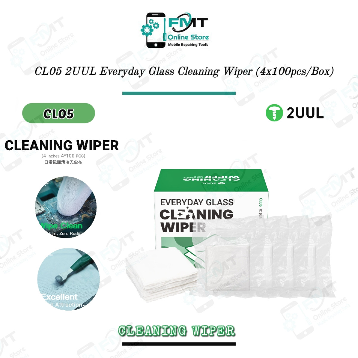 CL05 2UUL Everyday Glass Cleaning Wiper(4X100PCS/Box)