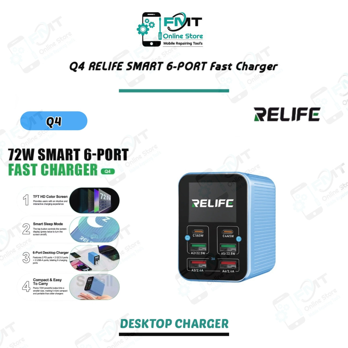Q4 RELIFE Smart 6-Port Fast Charger
