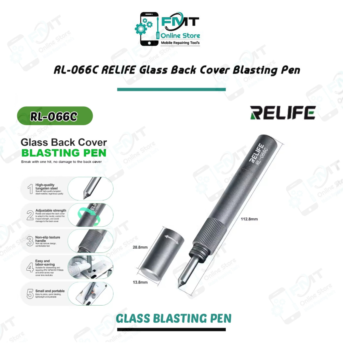 RL-066C RELIFE Glass Back Cover Blasting Pen