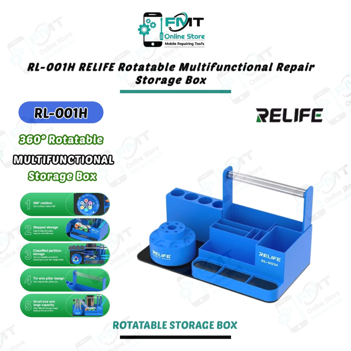 RL-001H RELIFE Rotatable Multifunctional Storage Repair Box ,