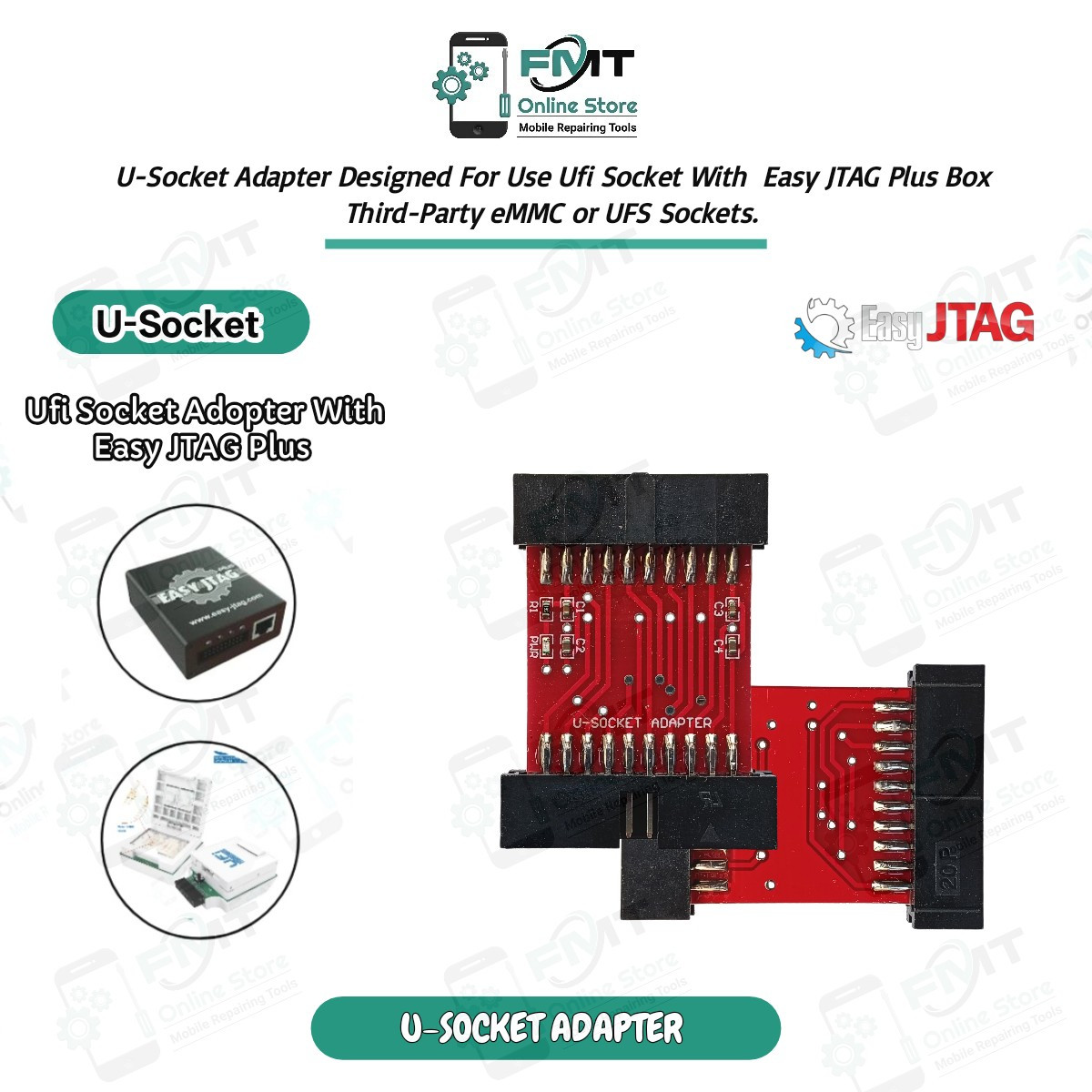 U-Socket Adapter Designed For Use Ufi Socket With  Easy JTAG Plus Box Third-Party eMMC or UFS Sockets.