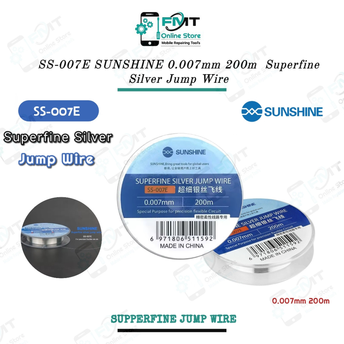 SS-007E SUNSHINE 0.007mm 200m  Superfine Silver Jump Wire