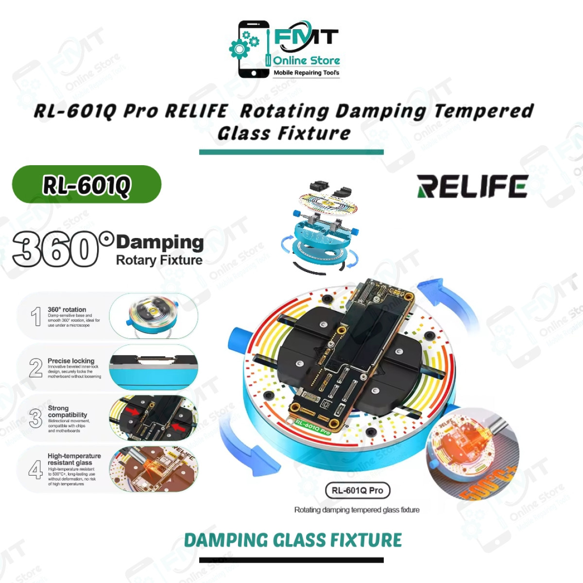 RL-601Q Pro RELIFE  Rotating Damping Tempered Glass Fixture