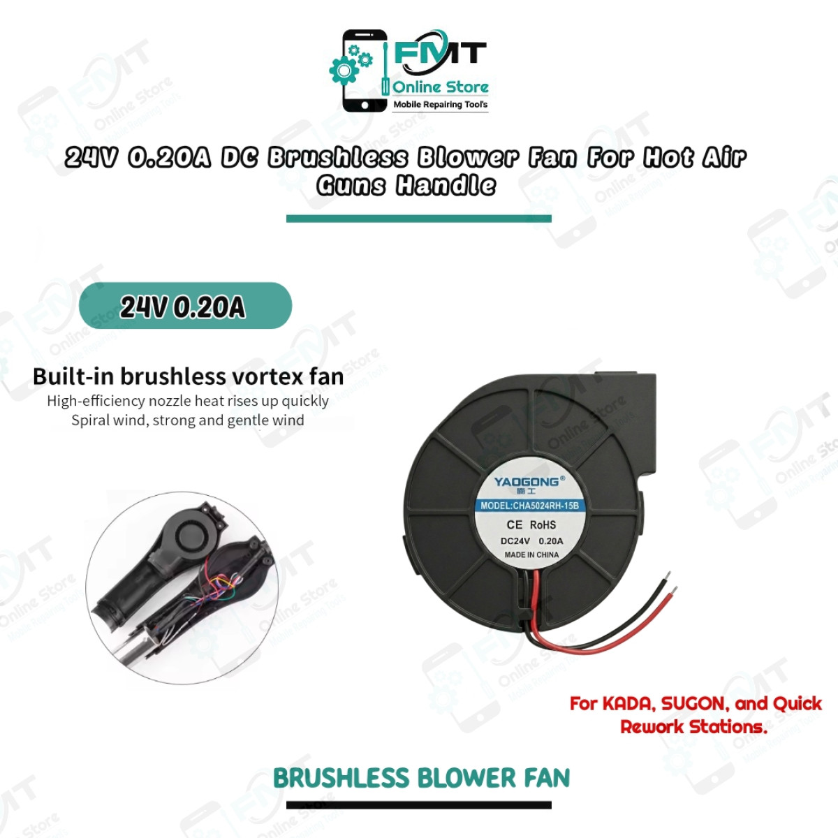 24V 0.20A DC Brushless Blower Fan For Hot Air Guns Handle