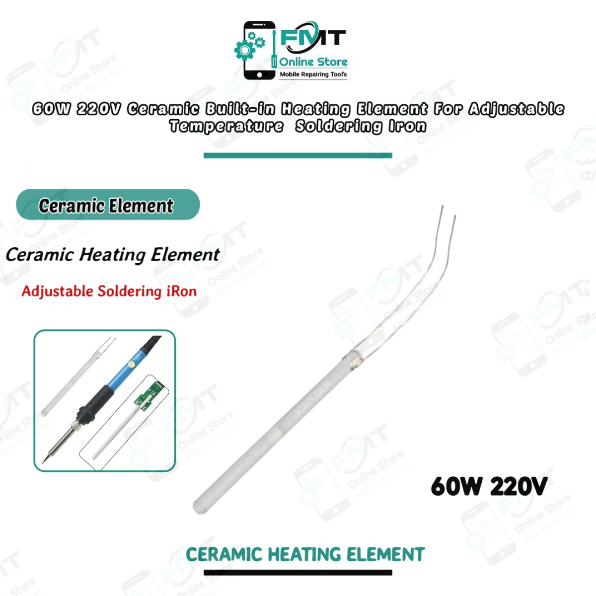 60W 220V Ceramic Built-in Heating Element For Adjustable Temperature Soldering Iron