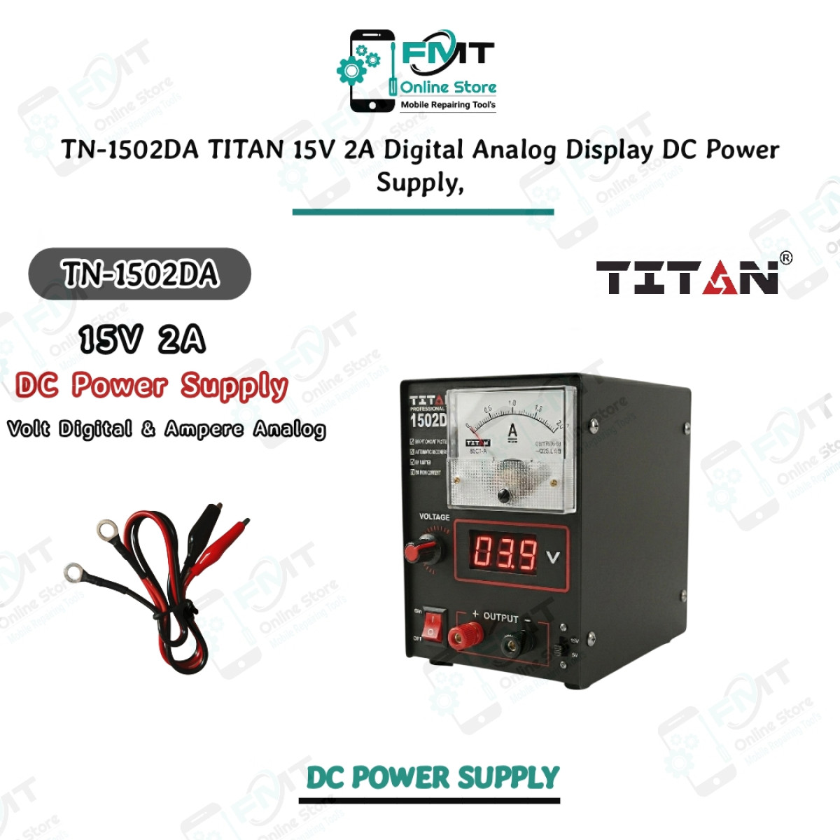 TN-1502DA TITAN 15V 2A Digital Analog Display DC Power Supply