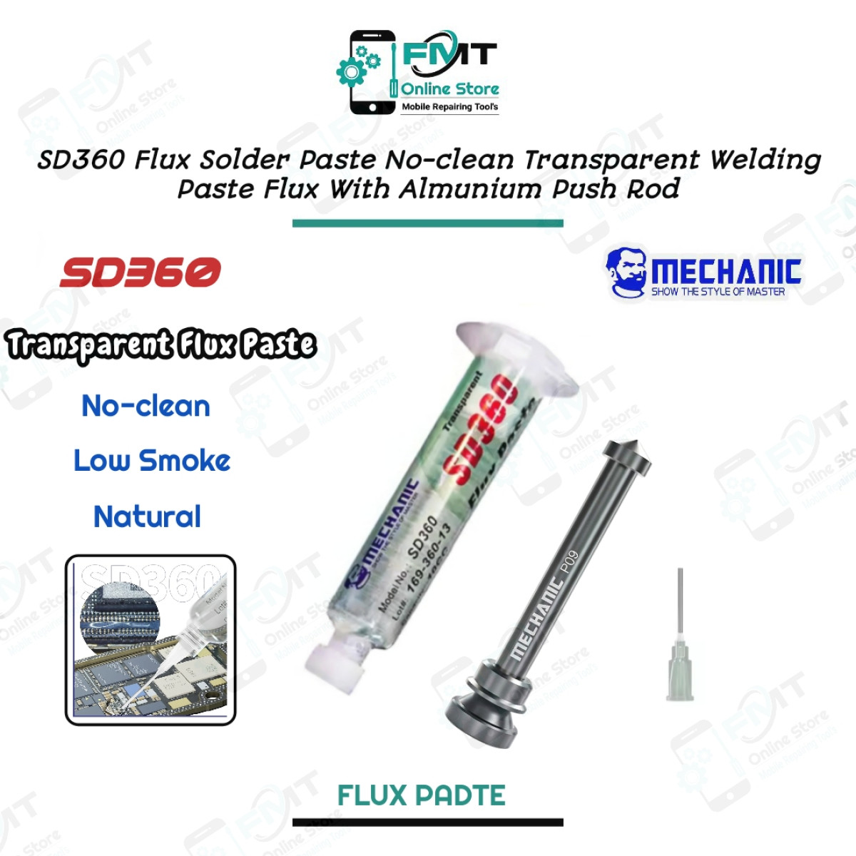 SD360 MECHANIC Flux Solder Paste No-clean Transparent Welding Paste Flux With Almunium Push Rod .