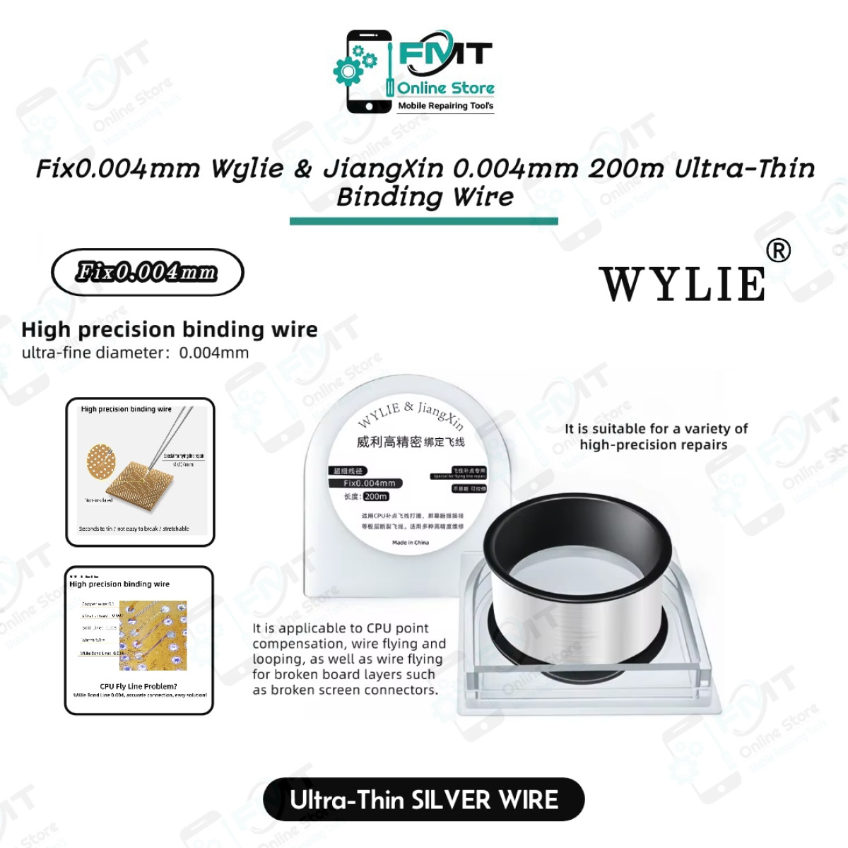 Fix0.004mm Wylie & JiangXin 0.004mm 200m Ultra-Thin Binding Wire