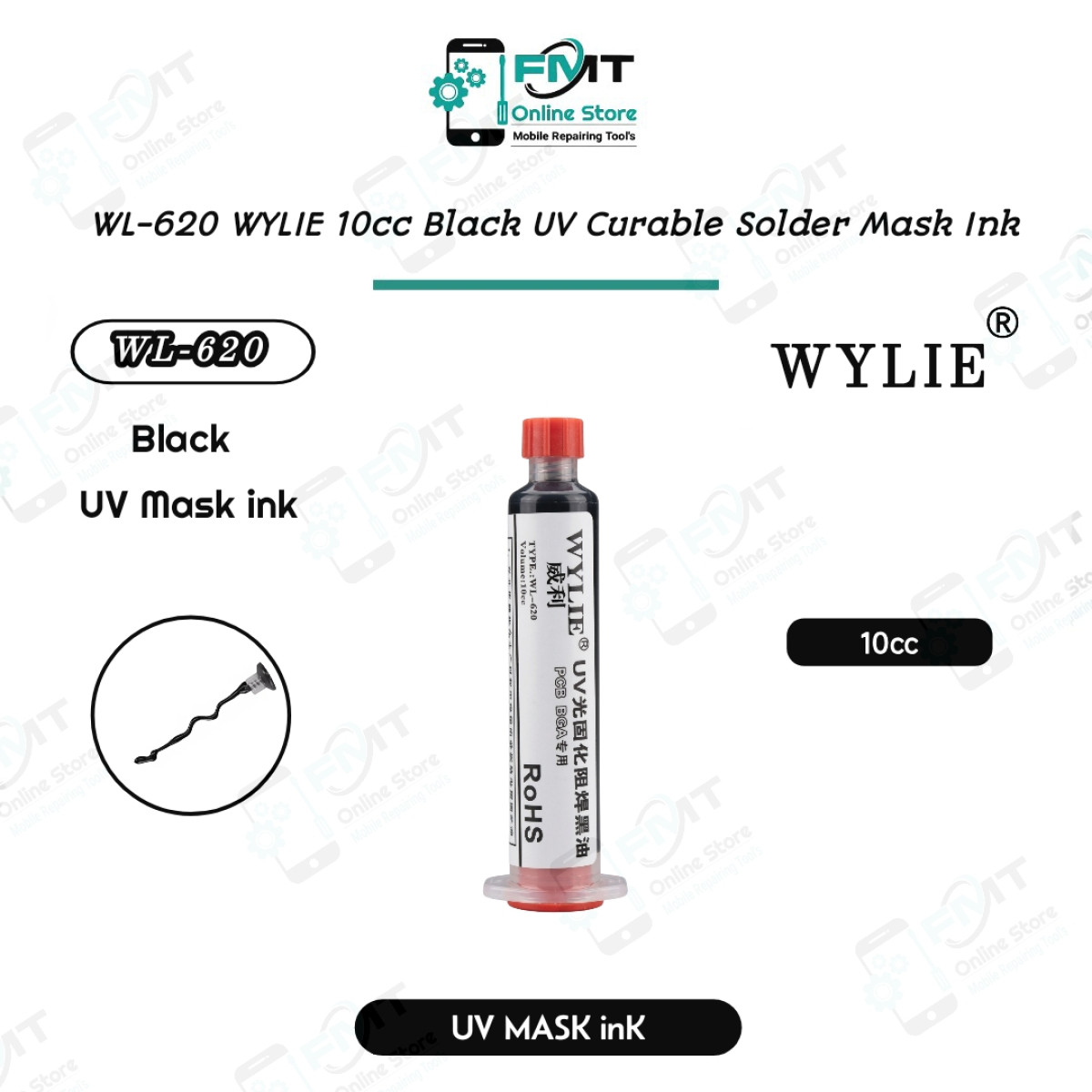 WL-620 WYLIE 10cc Black UV Curable Solder Mask Ink
