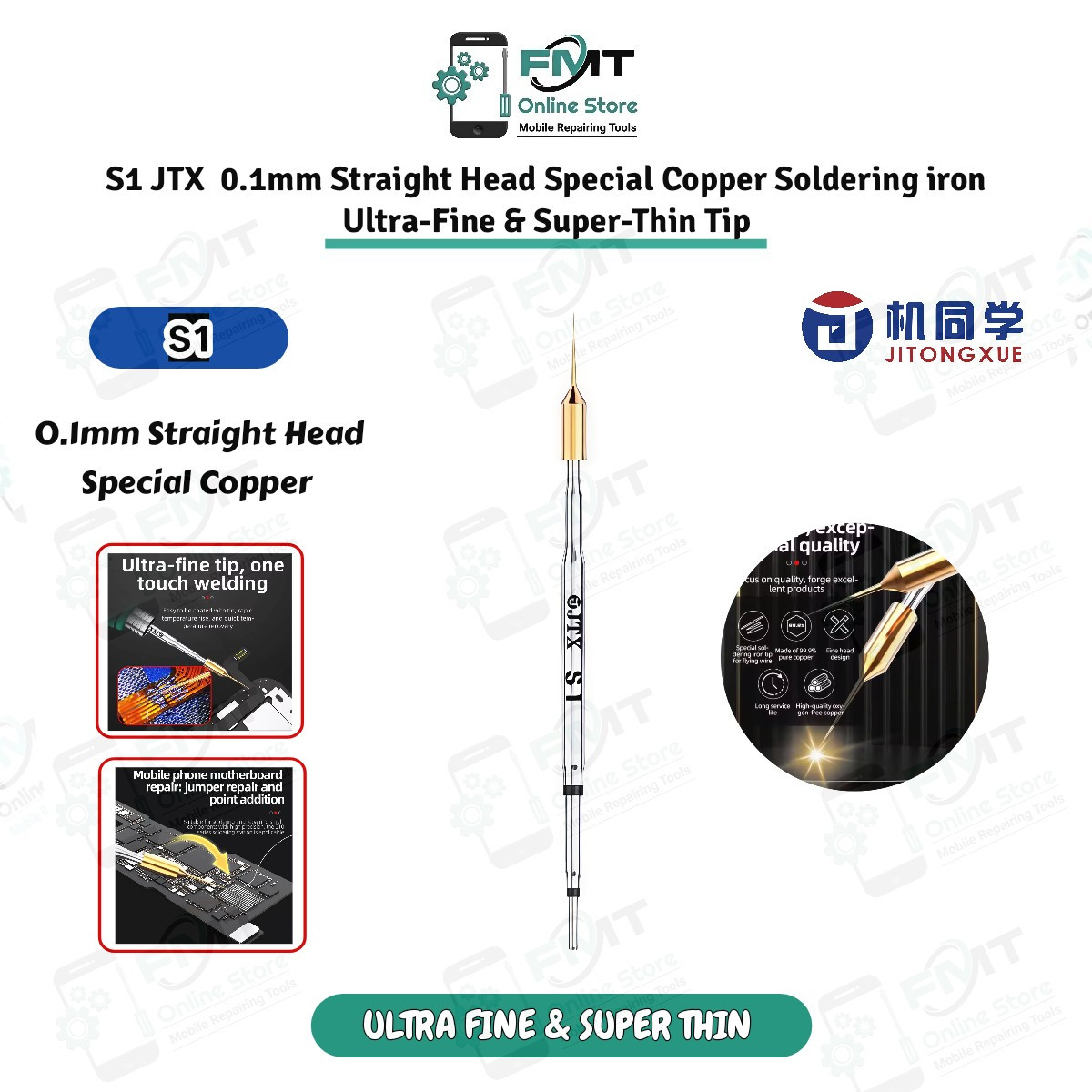 S1 JTX C210 Series 0.1mm Straight Head Special Copper Soldering iron Ultra-Fine & Super-Thin Tip