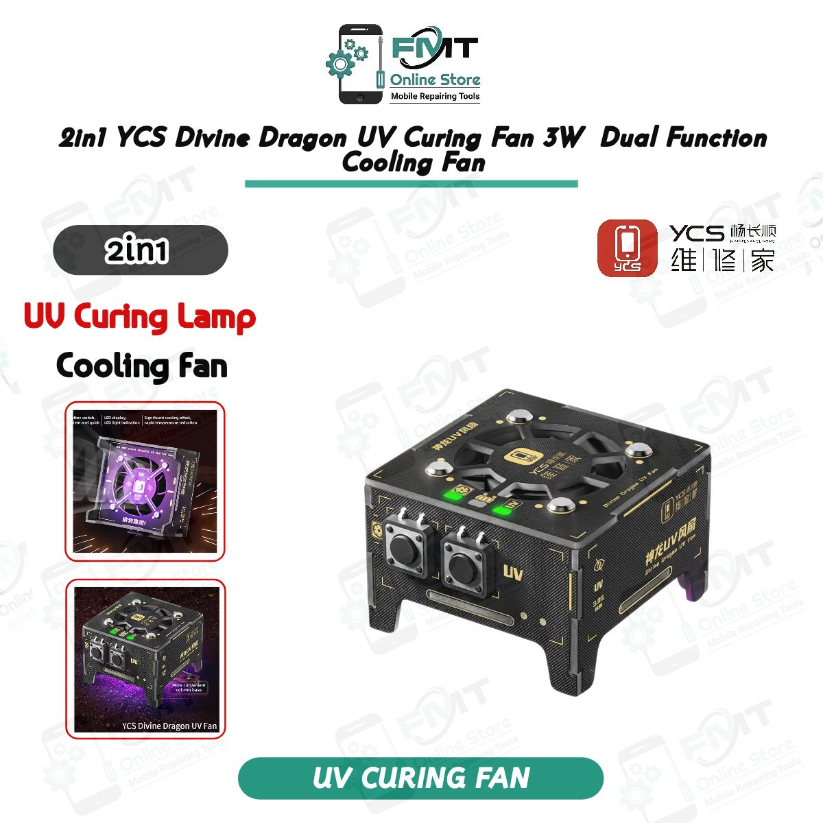 2in1 YCS Divine Dragon UV Curing Fan 3W  Dual Function Cooling Fan