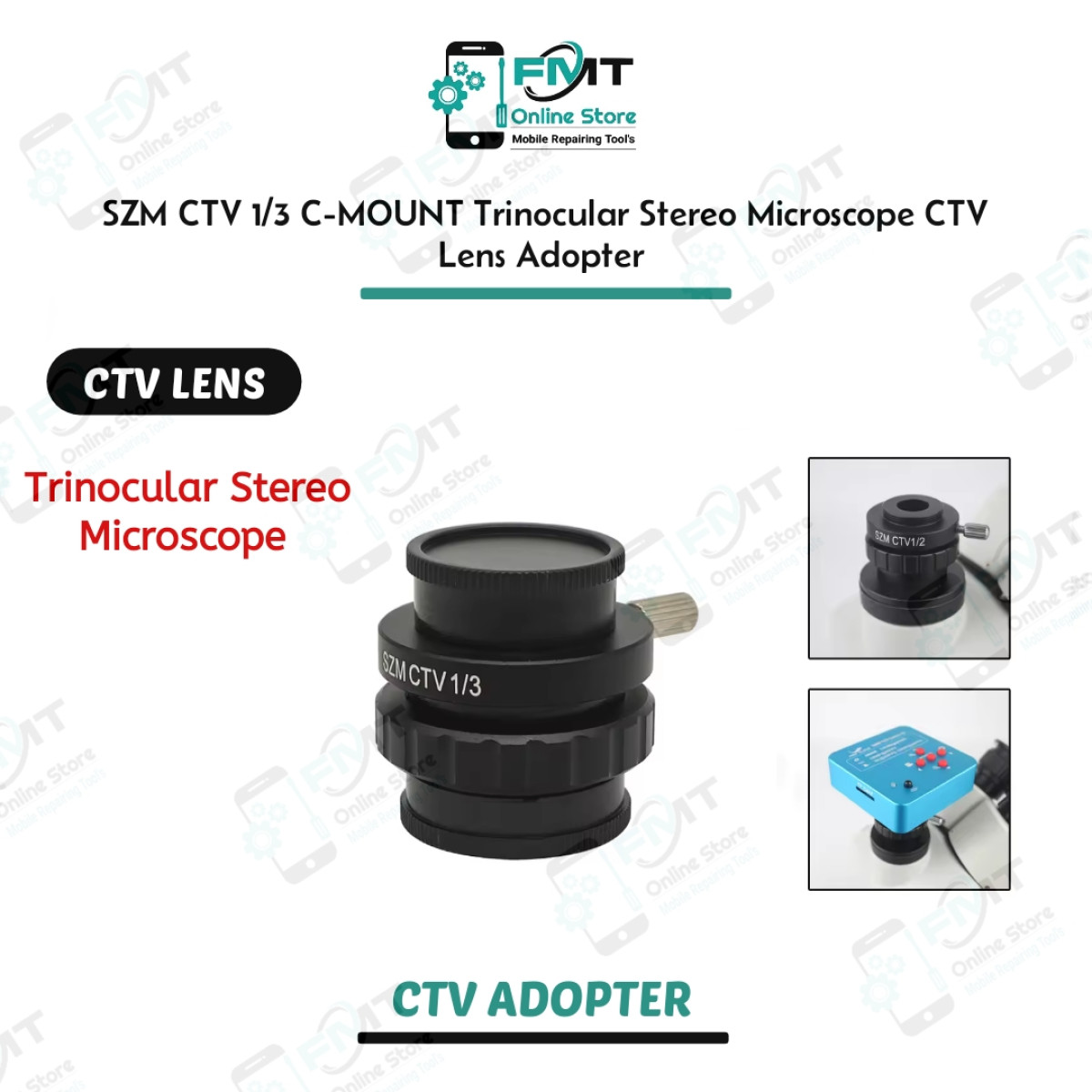 SZM CTV 1/3 C-MOUNT Trinocular Stereo Microscope CTV Lens Adopter
