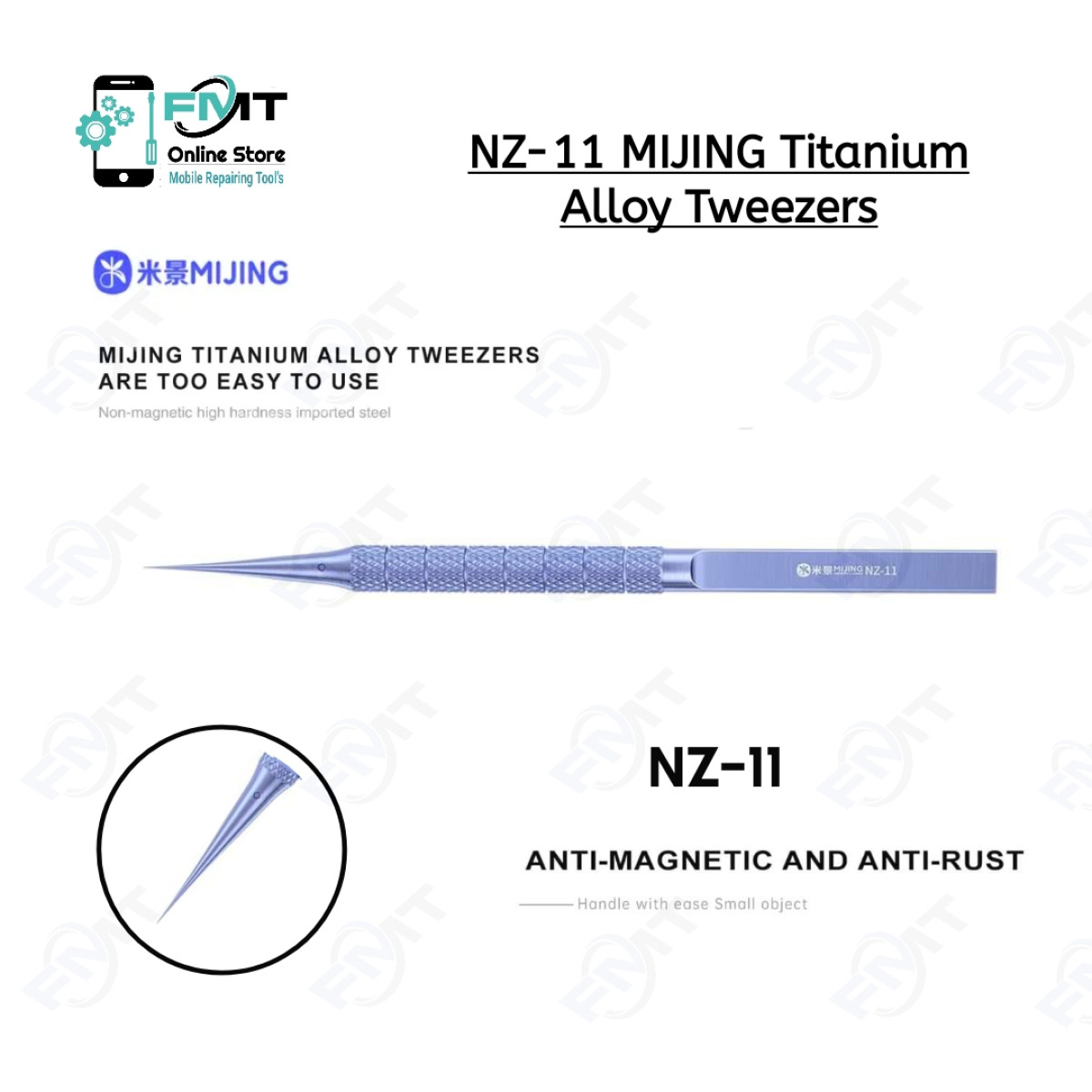 NZ-11 MIJING Straight Titanium Alloy Tweezers
